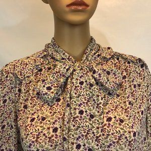 Max Studio Sheer Chiffon Self-Tie Closure Blouse